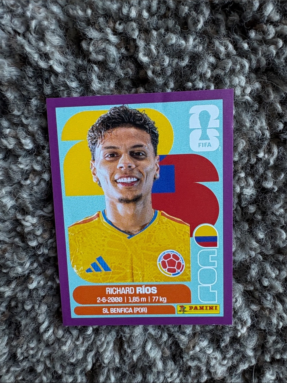 Panini Sticker - Yellow Jersey with Purple Border